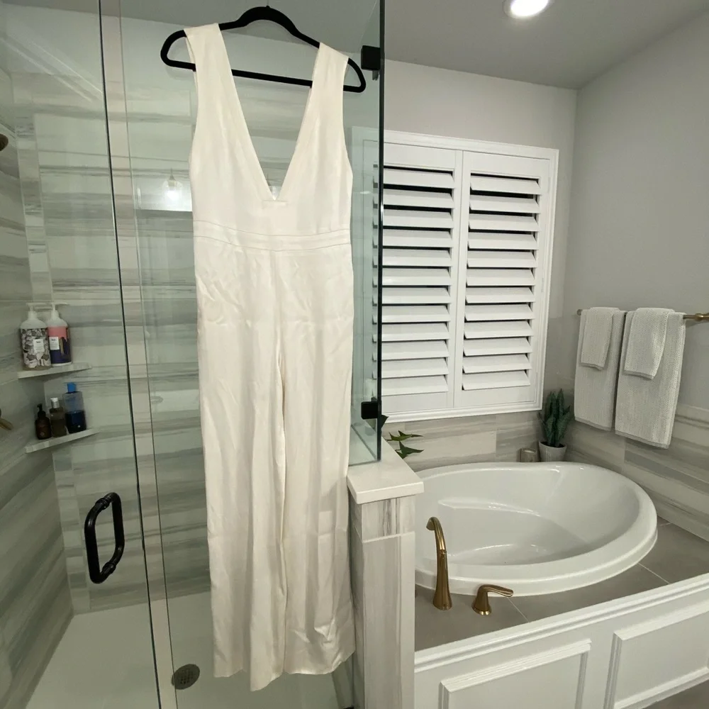 Vintage Ivory Silk Jumpsuit - Picture 5 of 6